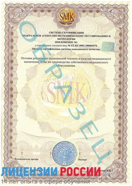 Образец сертификата соответствия (приложение) Котлас Сертификат ISO 13485
